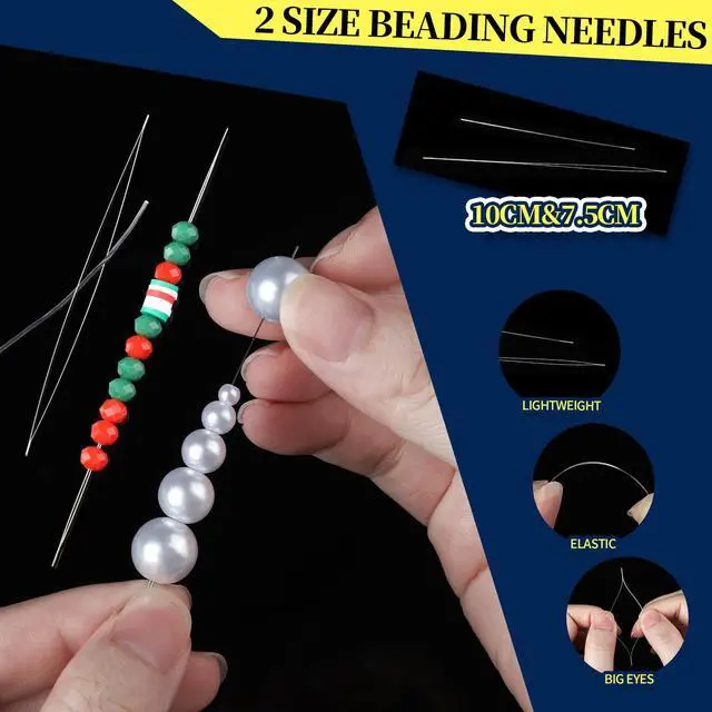 Alt view image 5 of 7 - Elastic String for Bracelets Making Kit, 1mm&0.8mm Clear Bracelet String, Stretchy String with 24g Jewelry Glue for Elastic String & 2 Beading Needles for DIY Necklaces, Bracelets & Jewelry