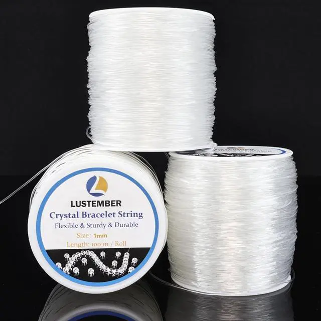 Main image of 1mm Stretchy Bracelet String, 3 Rolls Durable Elastic String, Clear Bead Cord for Bracelets, Necklaces, Beading, and Jewelry Making (300 m)