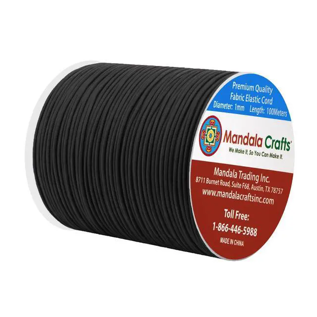 Alt view image 2 of 6 - 1mm Elastic Cord Stretchy String for Bracelets, Necklaces, Jewelry Making, Beading, Masks; 109 Yards Black