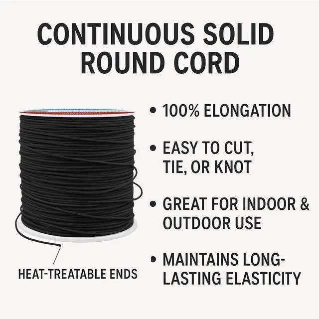 Alt view image 4 of 6 - 1mm Elastic Cord Stretchy String for Bracelets, Necklaces, Jewelry Making, Beading, Masks; 109 Yards Black