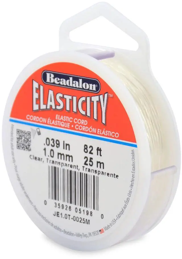 Main image of Elasticity Stretch Cord Elastic Cord | Clear | Latex-Free Rubber | 1.0 mm 25 m Spool for Jewelry Making