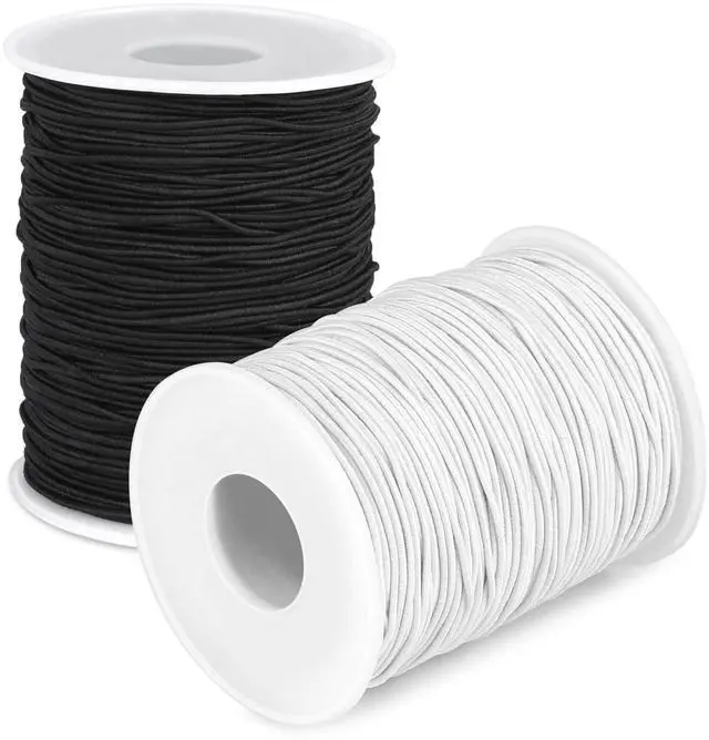 Main image of Elastic String Cord, Selizo 2 Pack Stretchy String for Bracelets, Necklace, Beading, Jewelry Making and Sewing (1.2 MM, 109 Yards, Black & White)