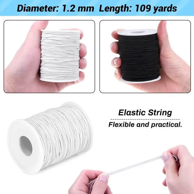 Alt view image 2 of 6 - Elastic String Cord, Selizo 2 Pack Stretchy String for Bracelets, Necklace, Beading, Jewelry Making and Sewing (1.2 MM, 109 Yards, Black & White)