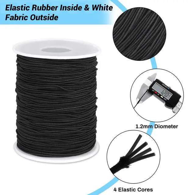 Alt view image 3 of 6 - Elastic String Cord, Selizo 2 Pack Stretchy String for Bracelets, Necklace, Beading, Jewelry Making and Sewing (1.2 MM, 109 Yards, Black & White)