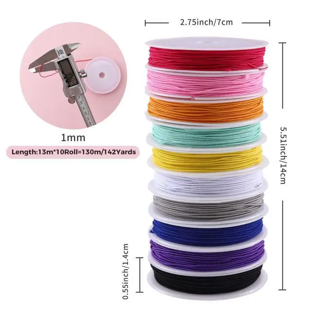 Alt view image 2 of 7 - Elastic Cord for Making Jewelry 1mm 130m/142Yards 10Roll Multicolor Stretch String Beading Crafting for DIY Masks Jewelry Making Necklace Bracelet Beading Craft Thread