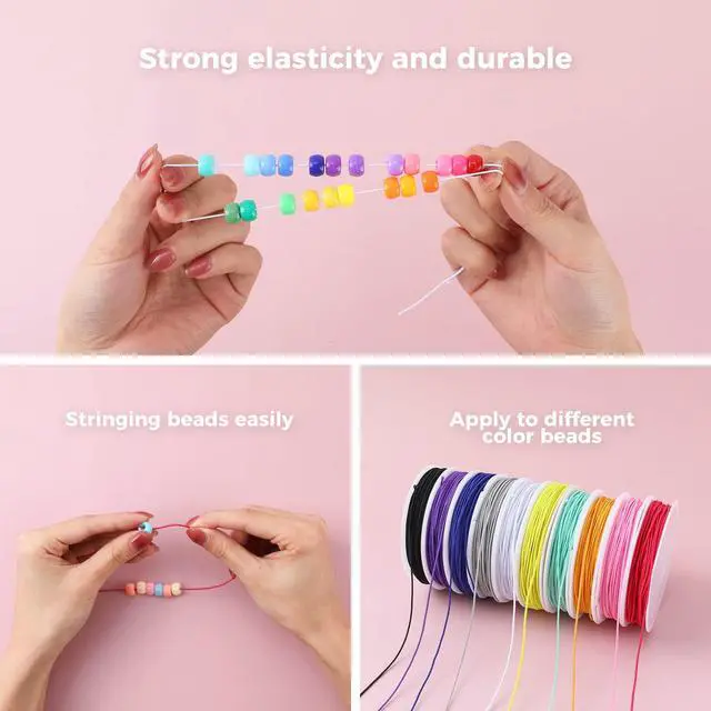 Alt view image 3 of 7 - Elastic Cord for Making Jewelry 1mm 130m/142Yards 10Roll Multicolor Stretch String Beading Crafting for DIY Masks Jewelry Making Necklace Bracelet Beading Craft Thread
