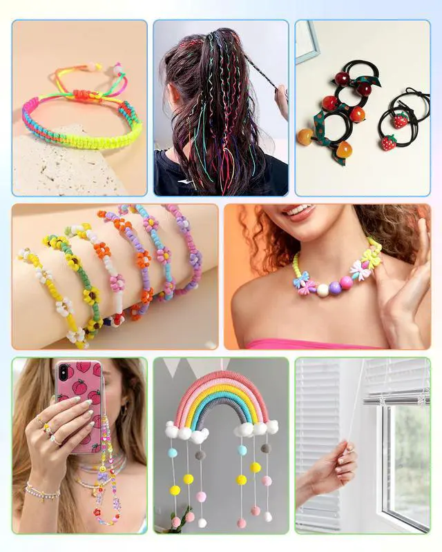 Alt view image 6 of 7 - 3 Rolls FIVEIZERO Black White Colorful Elastic Cord,1mm,1.2mm,1.5mm Elastic Stretchy String for Bracelets, Sewing, Necklace, Jewelry Making and Crafts with Beading Needle and Scissors