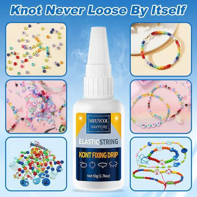 Alt view image 2 of 6 - Jewelry Bracelet Glue for Elastic String Knot,2 Pcs Clear Clay Beads Glue for Bead Charms, Punctuation Beads, Jewelry Bracelet Making Supplies Kit for Plastic Bracelet Stretchy Cord (100g)