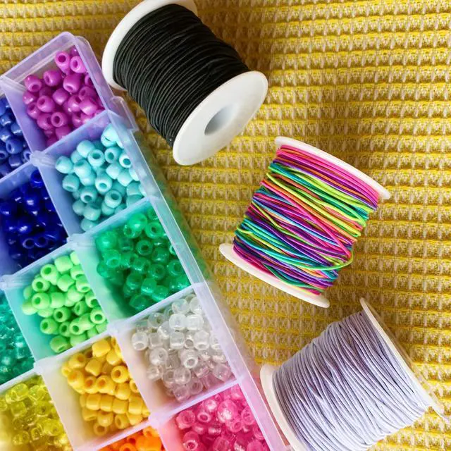 Alt view image 2 of 7 - 1.2mm Elastic Cord for Bracelets, Elastic Cord String for Bracelets Making, QBJAYTY 3-Color Beading Cord String for Bracelet Making, Elastic Black White Rainbow String