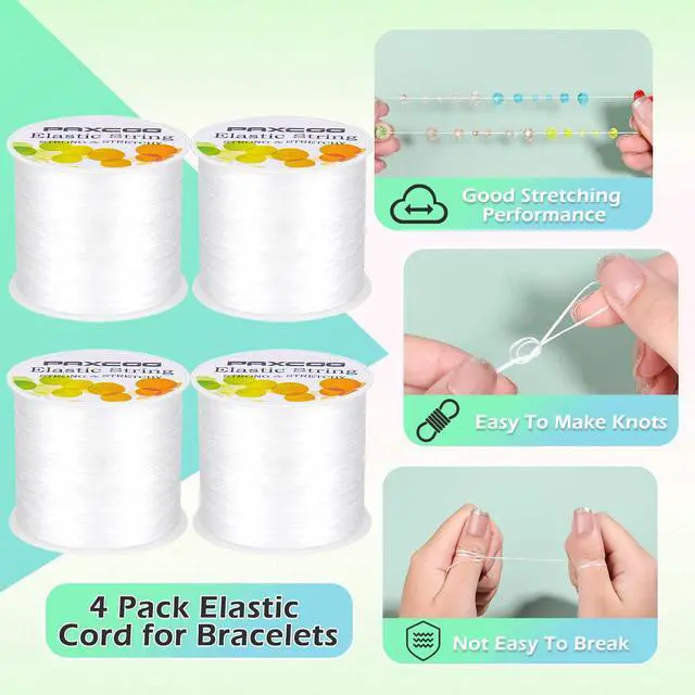 Alt view image 2 of 7 - 4 Rolls Elastic String for Bracelets, Stretch Magic Elastic String Bead Cord Jewelry Thread for Bracelet, Necklaces, Clay Beads, Pony Beads (White)