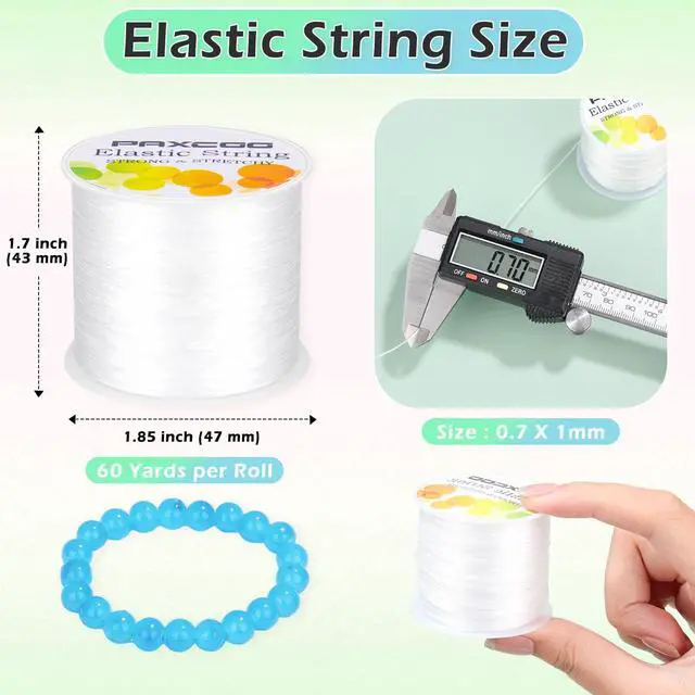 Alt view image 3 of 7 - 4 Rolls Elastic String for Bracelets, Stretch Magic Elastic String Bead Cord Jewelry Thread for Bracelet, Necklaces, Clay Beads, Pony Beads (White)