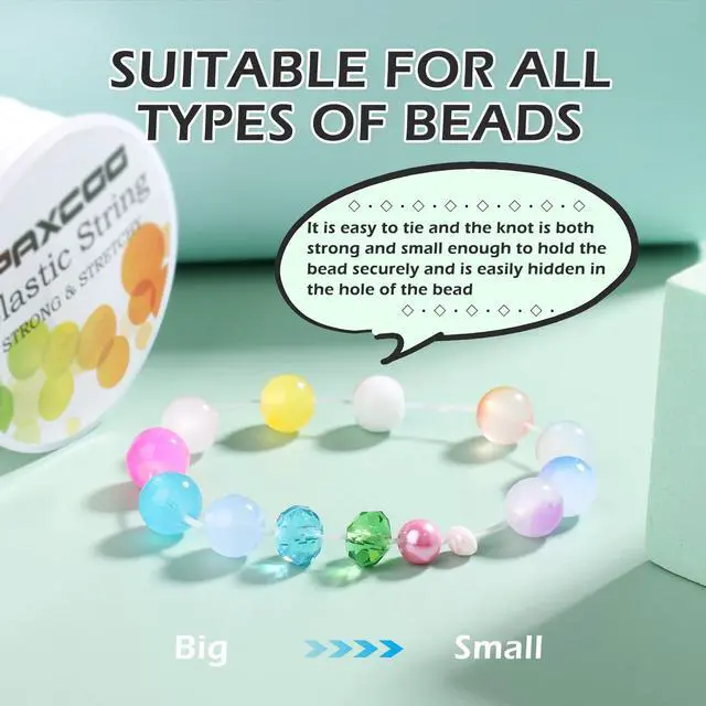 Alt view image 5 of 7 - 4 Rolls Elastic String for Bracelets, Stretch Magic Elastic String Bead Cord Jewelry Thread for Bracelet, Necklaces, Clay Beads, Pony Beads (White)