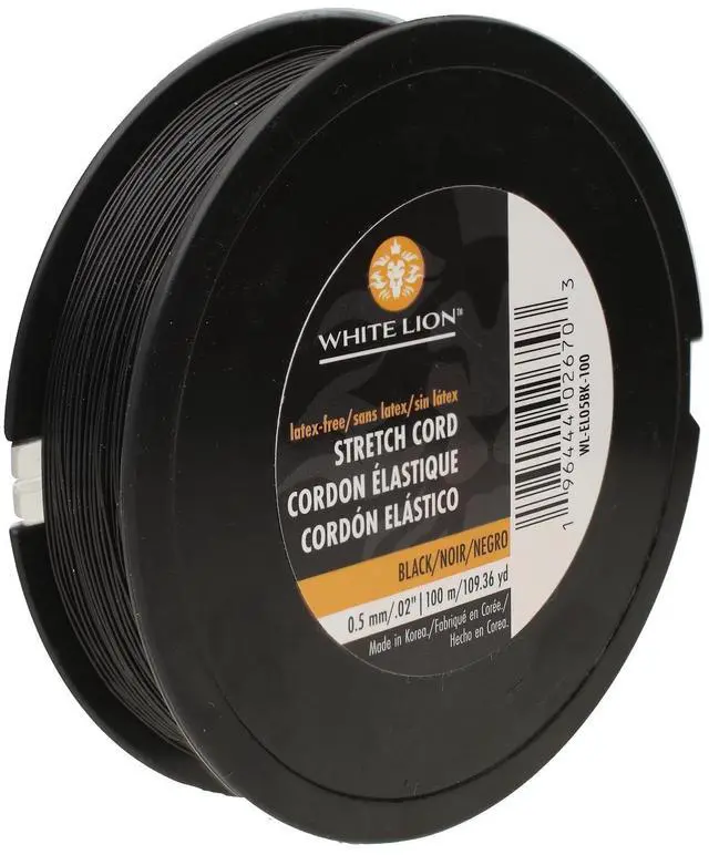 Main image of Stretch Cord Very Strong, Consistency in Cord, Keeps Form, Perfect for Beading and Jewelry Making Black Color .5mm Diameter 100 Meter (328 Foot) Spool