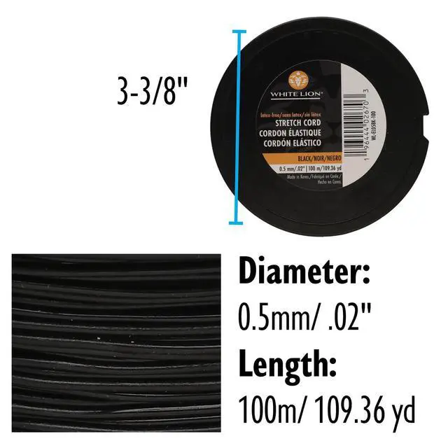 Alt view image 4 of 7 - Stretch Cord Very Strong, Consistency in Cord, Keeps Form, Perfect for Beading and Jewelry Making Black Color .5mm Diameter 100 Meter (328 Foot) Spool