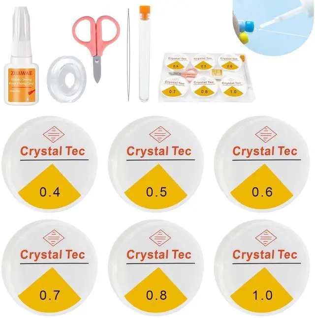 Main image of Elastic String for Bracelets, Stretchy Bracelet String 6 Roll Clear Elastic String for Bracelets, 1 Roll 0.7mm Flat Bracelet String Elastic for Beads Beading Bracelet Necklace Jewelry Making Supplies