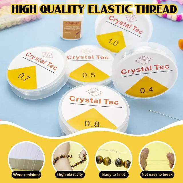 Alt view image 2 of 6 - Elastic String for Bracelets, Stretchy Bracelet String 6 Roll Clear Elastic String for Bracelets, 1 Roll 0.7mm Flat Bracelet String Elastic for Beads Beading Bracelet Necklace Jewelry Making Supplies
