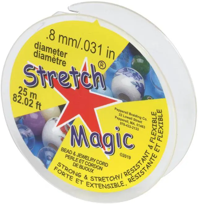 Main image of Elastic Beading Cord Clear Color, 0.8mm in Diameter, 25-Meter (82 ft) - Easy to Knot, Strong & Stretchy String for Making Beaded Jewelry