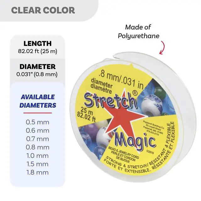 Alt view image 3 of 7 - Elastic Beading Cord Clear Color, 0.8mm in Diameter, 25-Meter (82 ft) - Easy to Knot, Strong & Stretchy String for Making Beaded Jewelry