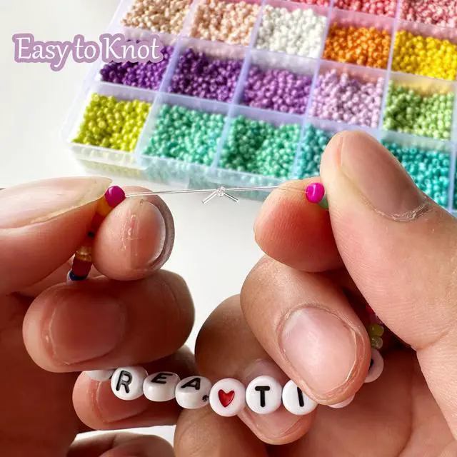 Alt view image 4 of 7 - 0.5mm Elastic Bracelet String, QBJAYTY 393 Yds Stretchy Bracelet String Clear for Seed Letter Clay Beads, Stretch Beading String Cord for Bracelet Making (0.5mm Crystal 3 Rolls)