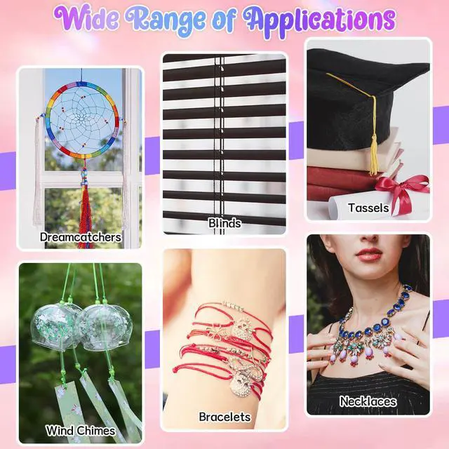 Alt view image 5 of 7 - 12 Rolls Nylon String for Bracelets, Chinese Knotting Nylon Cord for Jewelry Making, Nylon Beading Thread for Kumihimo, Braided Bracelets, Necklaces, Macrame Craft, Wind Chime