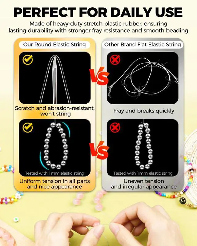 Alt view image 4 of 6 - 1 Rolls FIVEIZERO Elastic Bracelets String Cord,0.8 Round Crystal Elastic String for Bracelets Necklace Beading & Jewelry Making, White Transparent Stretch Bead Cord Thread
