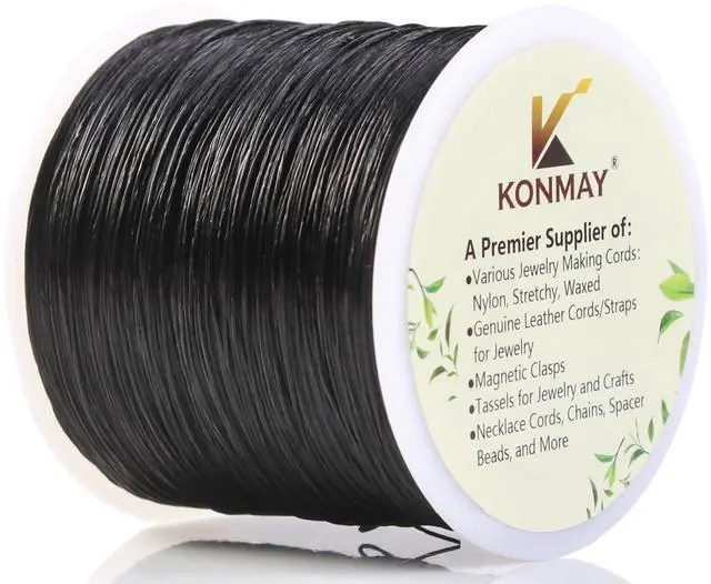 Main image of 0.6mm Black Spandex Elastic Bracelt String, Soft Stretch Beading Cord, 450 Yards for Bracelets, Seed Beads, Necklaces & Jewelry Making