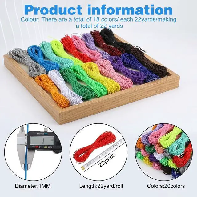 Alt view image 2 of 7 - 18 Pcs Elastic String Multicolor Beading Elastic Cord 1mm for Jewelry Making Sewing Bracelets Necklace Anklet Friendship Bracelets DIY Crafts (18 Colors, Each 20m)