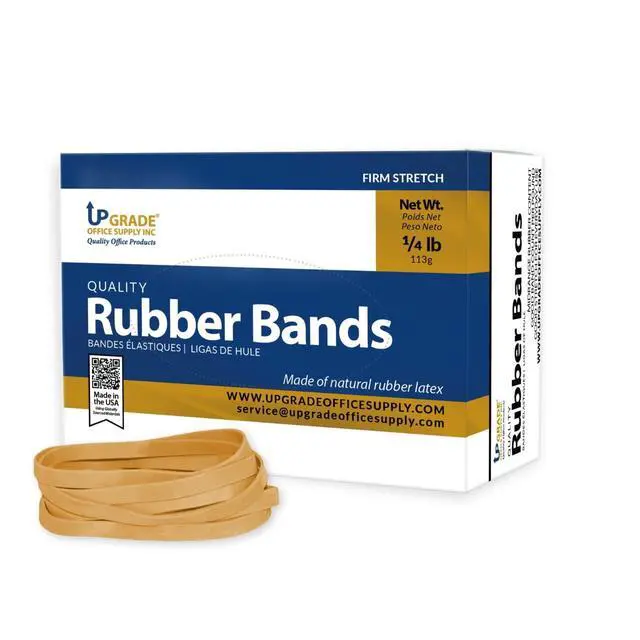 Alt view image 3 of 6 - UPG22964 Rubber Bands, Size #64 (3-1/2 in x 1/4 in), 80 Bands, 1/4 lb Box, USA