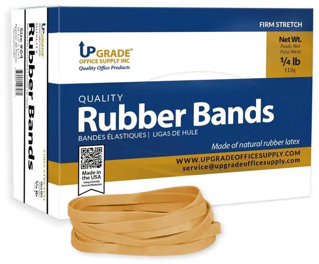 Main image of UPG22964 Rubber Bands, Size #64 (3-1/2 in x 1/4 in), 80 Bands, 1/4 lb Box, USA