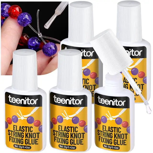 Main image of 60g Jewelry Glue for Elastic String, 5 Pack Bracelet Glue for Elastic String, Jewelry Making Supplies Professional Elastic String Kont Fixing Drip for Clear String