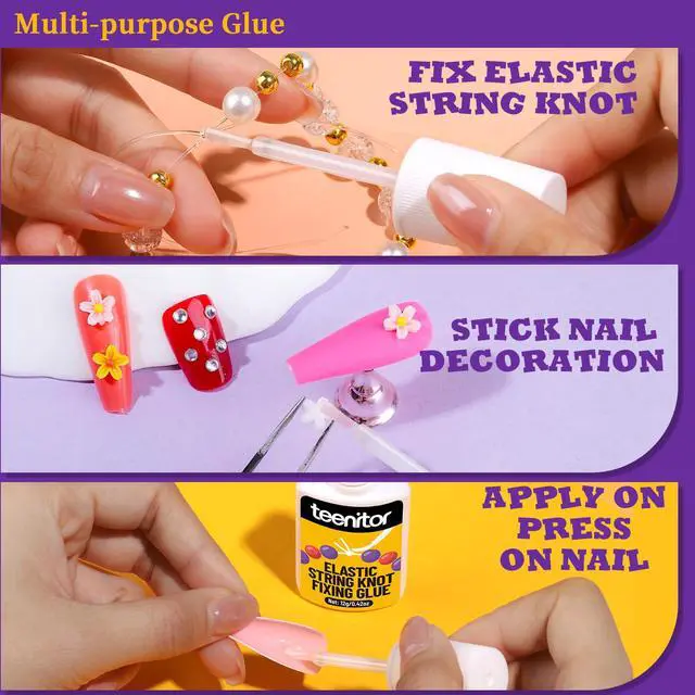 Alt view image 6 of 7 - 60g Jewelry Glue for Elastic String, 5 Pack Bracelet Glue for Elastic String, Jewelry Making Supplies Professional Elastic String Kont Fixing Drip for Clear String