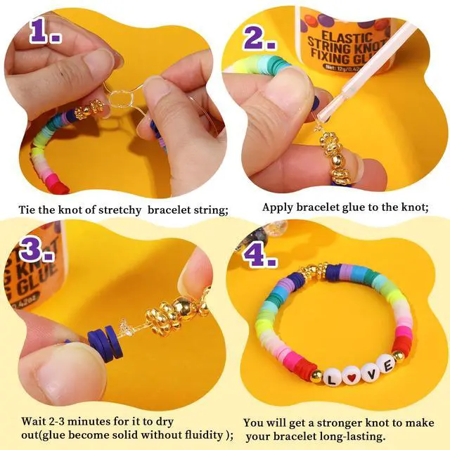 Alt view image 5 of 7 - 60g Jewelry Glue for Elastic String, 5 Pack Bracelet Glue for Elastic String, Jewelry Making Supplies Professional Elastic String Kont Fixing Drip for Clear String