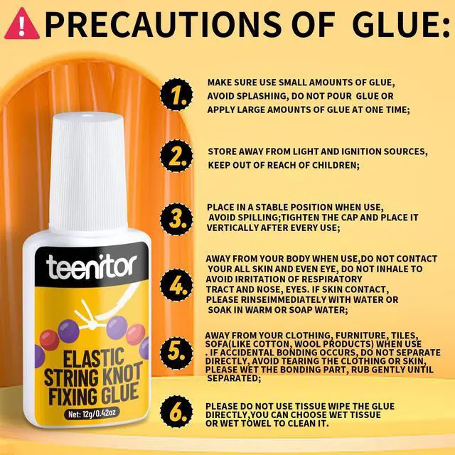 Alt view image 7 of 7 - 60g Jewelry Glue for Elastic String, 5 Pack Bracelet Glue for Elastic String, Jewelry Making Supplies Professional Elastic String Kont Fixing Drip for Clear String