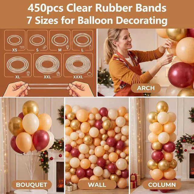 Alt view image 7 of 7 - 450Pcs Clear Rubber Bands Set for Balloon Arches, Assorted Sizes Clear Rubber Bands for Weddings Home Crafts DIY Projects