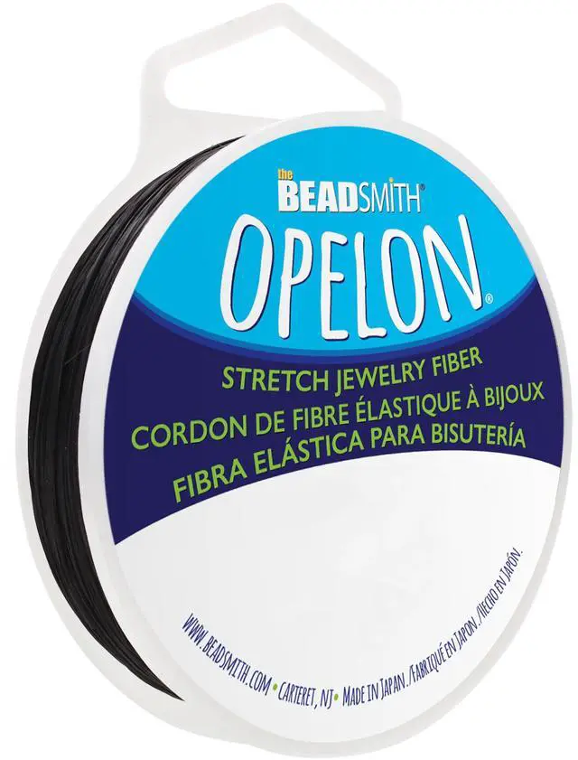 Main image of Opelon Stretch Cord Elastic Beading Fiber, Black, 0.7 mm Diameter, 25 Meters (82 ft) Spool