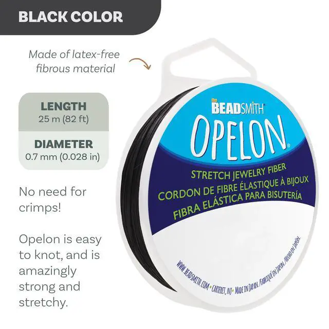 Alt view image 3 of 7 - Opelon Stretch Cord Elastic Beading Fiber, Black, 0.7 mm Diameter, 25 Meters (82 ft) Spool
