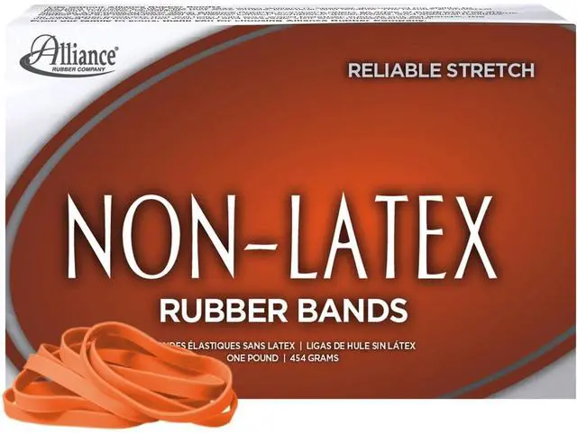 Main image of Rubber 37646#64 Non-Latex Rubber Bands, 1 lb Box Contains Approx. 380 Bands (3 1/2" x 1/4", Orange)