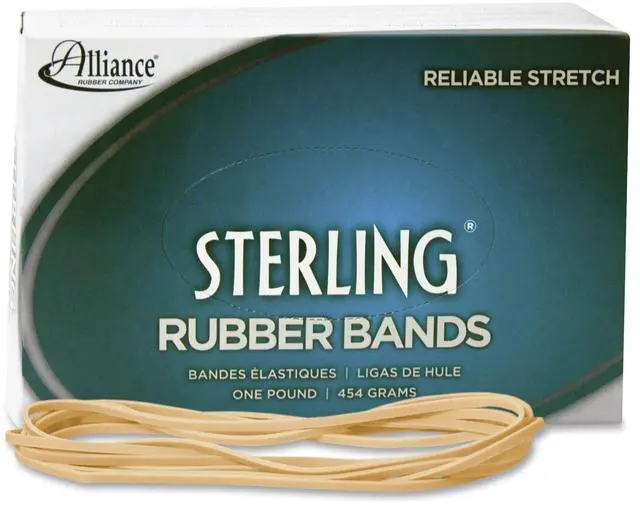 Main image of Rubber 25405 Sterling Rubber Bands Size #117B, 1 Pound Box Contains Approx. 250 Bands (7" x 1/8", Natural Crepe) Beige