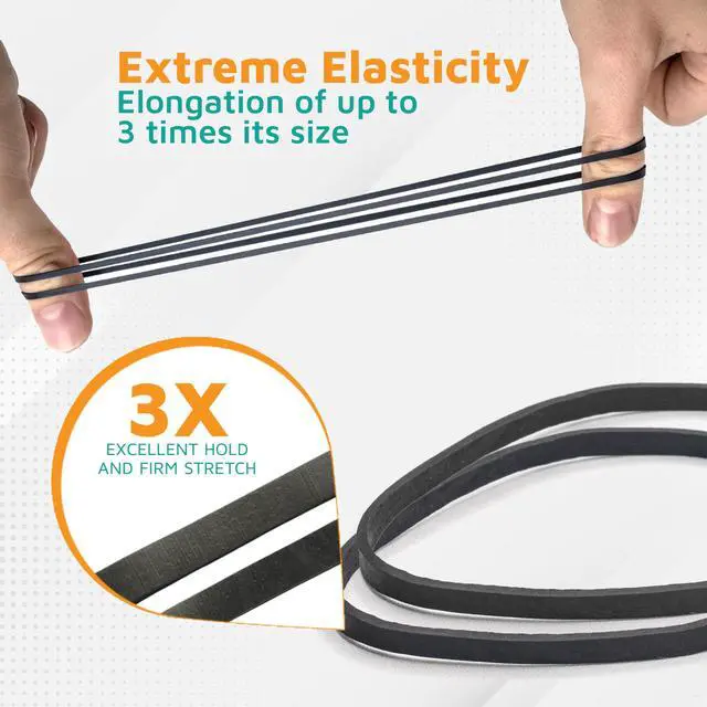 Alt view image 3 of 5 - UV Resistant Rubber Bands Size 33 (3 1/2" x 1/8") - EPDM #33 Black Rubber Bands Office Supplies - Strong, Elastic Bands for Crafts, Cash, File Folders (100-Pack)
