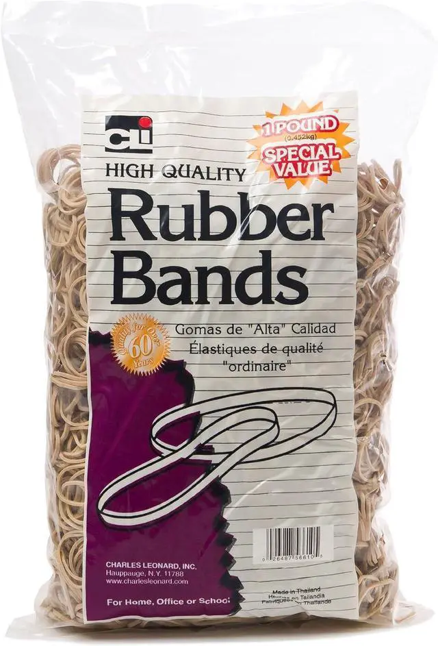 Main image of Rubber Bands, Size #32 (3 x 1/8 Inches), Beige, 1 Pound Bag (56632)