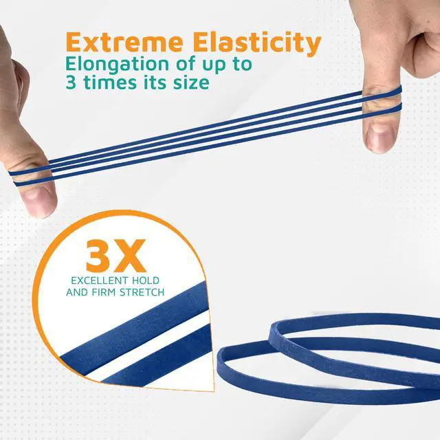 Alt view image 3 of 5 - Blue Rubber Bands Size 33 (3 1/2" x 1/8") - #33 Colored Rubber Bands Office Supplies - Strong, Elastic Bands for Crafts, Balloon Garland, Cash, File Folders (100-Pack)