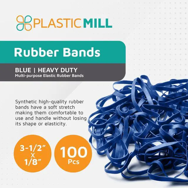 Alt view image 2 of 5 - Blue Rubber Bands Size 33 (3 1/2" x 1/8") - #33 Colored Rubber Bands Office Supplies - Strong, Elastic Bands for Crafts, Balloon Garland, Cash, File Folders (100-Pack)