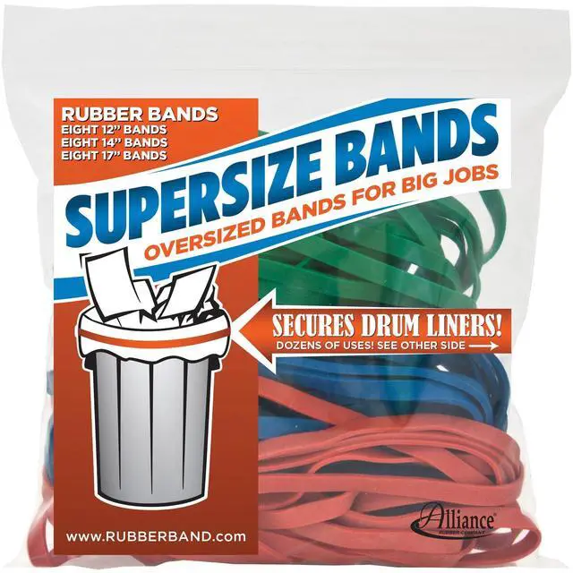 Alt view image 2 of 6 - Rubber 08997 SuperSize Bands, Assorted Large Heavy Duty Latex Rubber Bands - 24 Count(Pack of 1), includes 8 bands of each size (12", 14", 17") in resealable bag