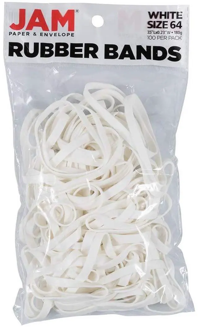 Main image of Durable Rubber Bands - Size 64 - White Multi-Purpose Rubberbands - 100/Pack