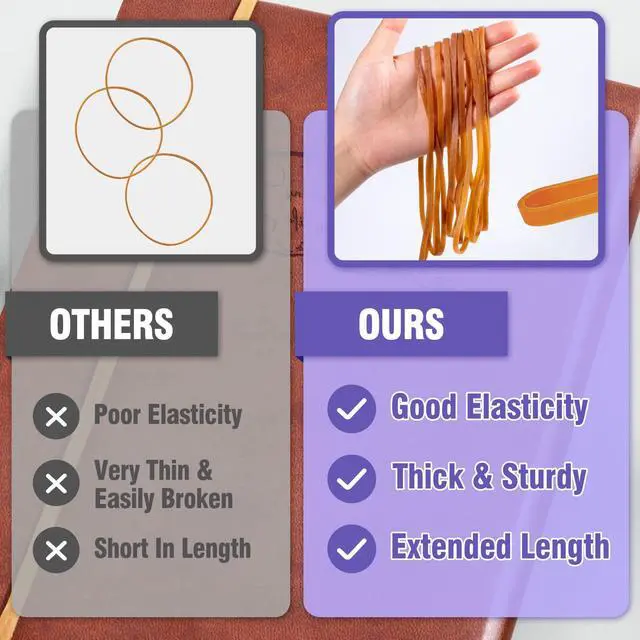 Alt view image 4 of 7 - Super Size Rubber Bands - 60 Pcs Large Heavy Duty Latex Rubber Bands, Thick Multi Function Elastic Wrapping Bands Long for Office Outdoor Tie Up Garbage Bag Notebook File Packing Moving