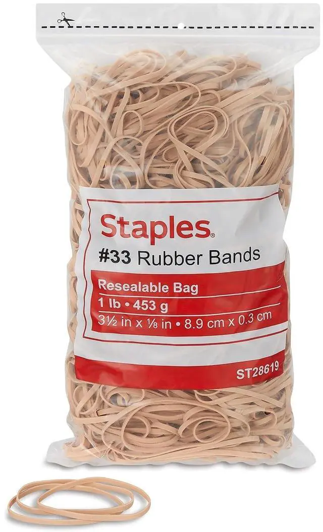 Main image of Rubber Bands, Size #33, Beige, 700 Pack Durable Bands with Resealable Bag for Office & Mailroom Use