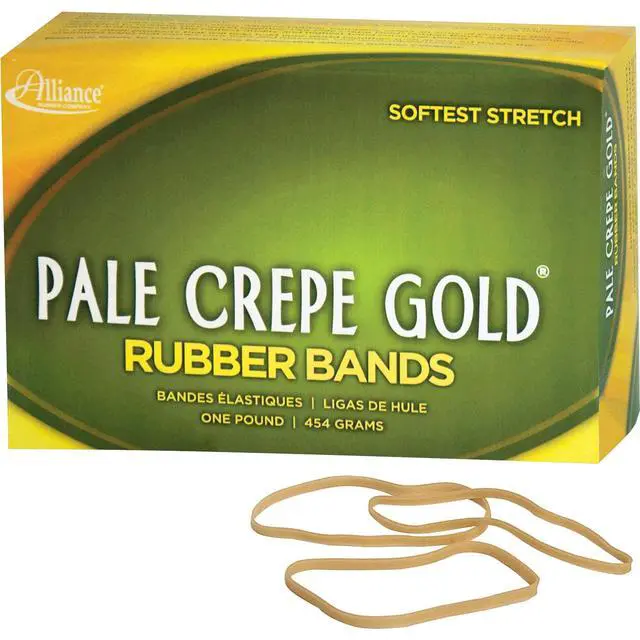 Alt view image 4 of 7 - Rubber 20335 Pale Crepe Gold Rubber Bands Size #33, 1 lb Box Contains Approx. 970 Bands (3 1/2" x 1/8", Golden Crepe)