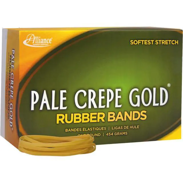 Alt view image 5 of 7 - Rubber 20335 Pale Crepe Gold Rubber Bands Size #33, 1 lb Box Contains Approx. 970 Bands (3 1/2" x 1/8", Golden Crepe)