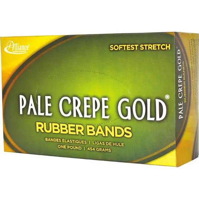 Alt view image 6 of 7 - Rubber 20335 Pale Crepe Gold Rubber Bands Size #33, 1 lb Box Contains Approx. 970 Bands (3 1/2" x 1/8", Golden Crepe)