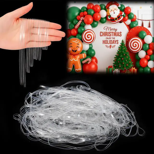Main image of 300 Pcs Clear Rubber Bands for Balloon Arch Elastic Tying Bands for Arch Frame Garland Wall Transparent Balloon Connectors Festival Holiday Crafts Decor(2.2", 3.3", 4.1", 4.9", 5.9", 6.7")